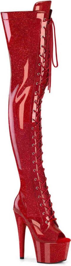 pleaser ADORE-3021GP Plateau Overknee Laarzen 35 Shoes Rood