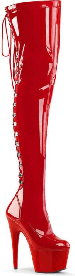 Pleaser ADORE-3063 Plateau Overknee Laarzen Paaldans schoenen 44 Shoes Rood