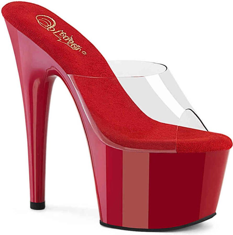 Pleaser ADORE-701 Plateau Sandaal 35 Shoes Transparant Rood