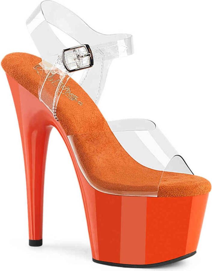 Pleaser ADORE-708 Sandaal met enkelband 35 Shoes Transparant Oranje