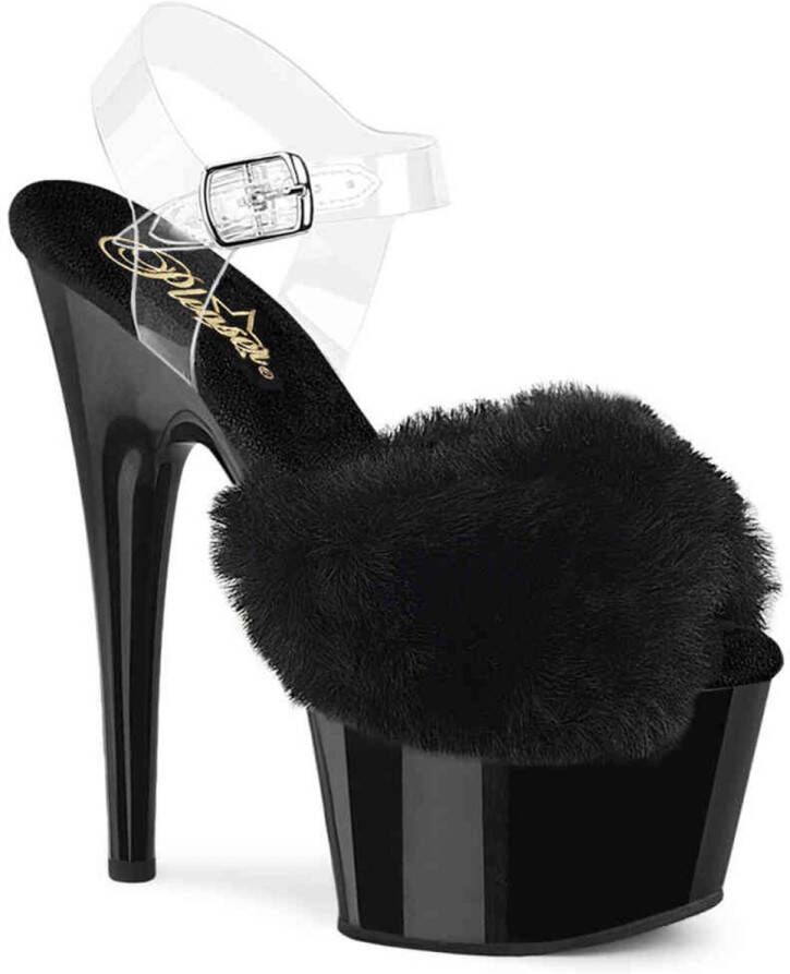 Pleaser ADORE-708FUR Sandaal met enkelband 35 Shoes Zwart