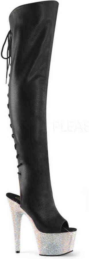 Pleaser BEJEWELED-3019DM-7 Plateau Overknee Laarzen Paaldans schoenen 39 Shoes Zwart