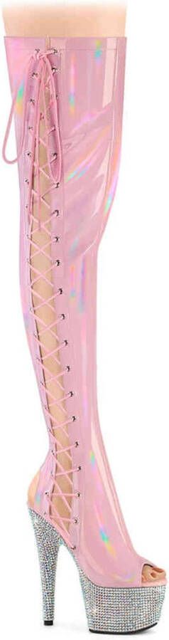 Pleaser BEJEWELED-3052HG-7 Plateau overknee Laarzen 36 Shoes Roze