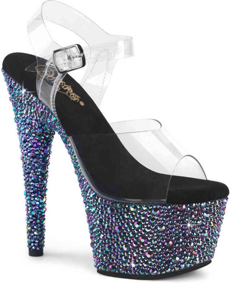 Pleaser BEJEWELED-708MS Sandaal met enkelband 35 Shoes Transparant Zwart