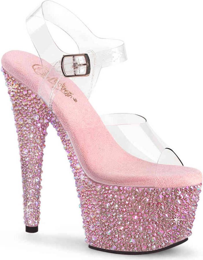 Pleaser BEJEWELED-708MS Sandaal met enkelband 40 Shoes Transparant Roze