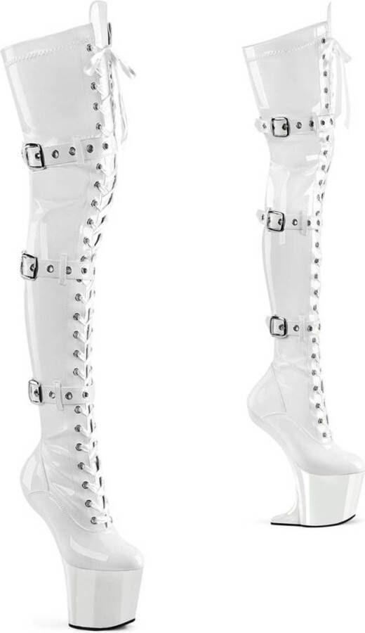 Pleaser CRAZE-3028 Plateau Overknee Laarzen 36 Shoes Wit