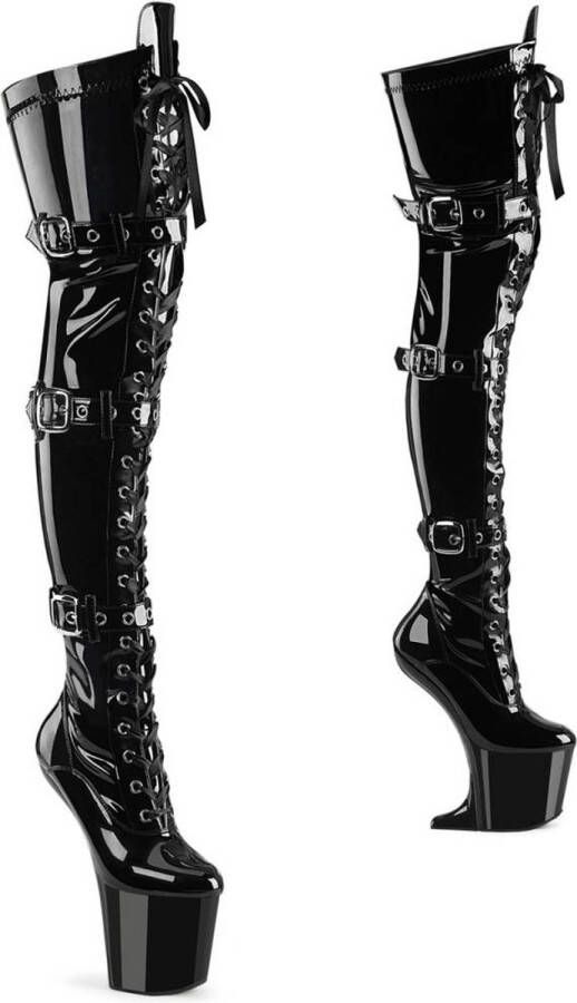 Pleaser CRAZE-3028 Plateau Overknee Laarzen 37 Shoes Zwart