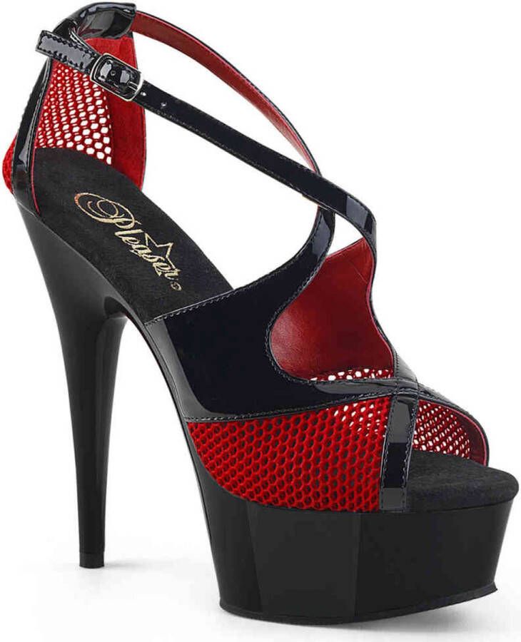 Pleaser DELIGHT-652-1 Sandaal met enkelband 36 Shoes Zwart Rood