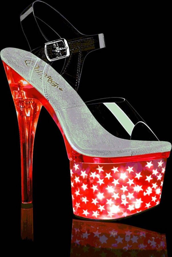 Pleaser DISCOLITE-708STAR Sandaal met enkelband Paaldans schoenen 38 Shoes Transparant