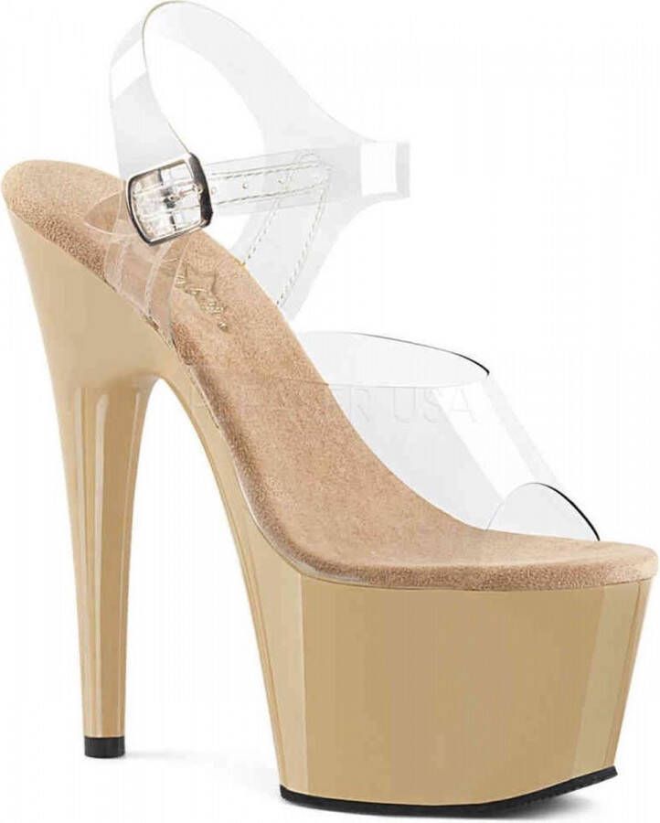 Pleaser ADORE-708 Sandaal met enkelband Paaldans schoenen Paaldans schoenen 39 Shoes Creme Transparant