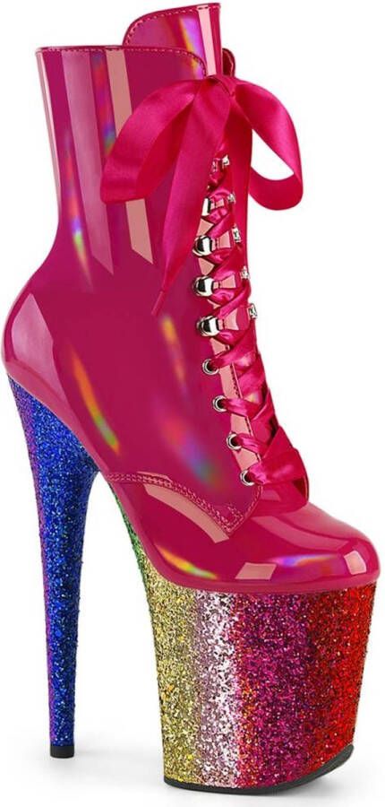 Pleaser FLAMINGO-1020HG Plateau Laarzen Paaldans schoenen 38 Shoes Roze Regenboog