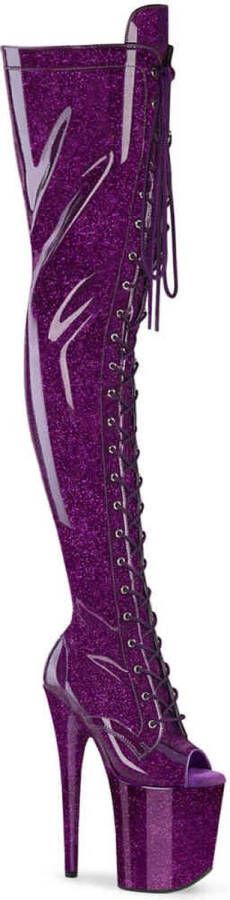 Pleaser FLAMINGO-3021GP Plateau Overknee Laarzen 35 Shoes Paars