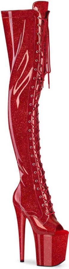 Pleaser FLAMINGO-3021GP Plateau Overknee Laarzen 35 Shoes Rood