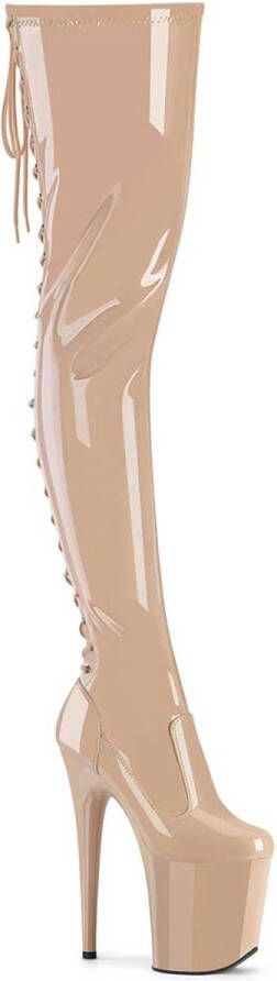 Pleaser FLAMINGO-3850 Plateau Overknee Laarzen 39 Shoes Huidskleur