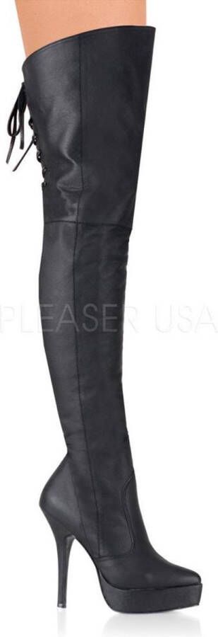 pleaser INDULGE-3011 Plateau overknee Laarzen 36 Shoes Zwart