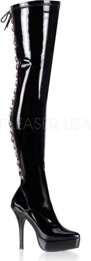 Pleaser INDULGE-3063 Plateau overknee Laarzen 37 Shoes Zwart