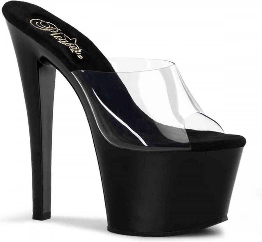 Pleaser Muiltjes 39 Shoes SKY 301 Paaldans schoenen Zwart Transparant