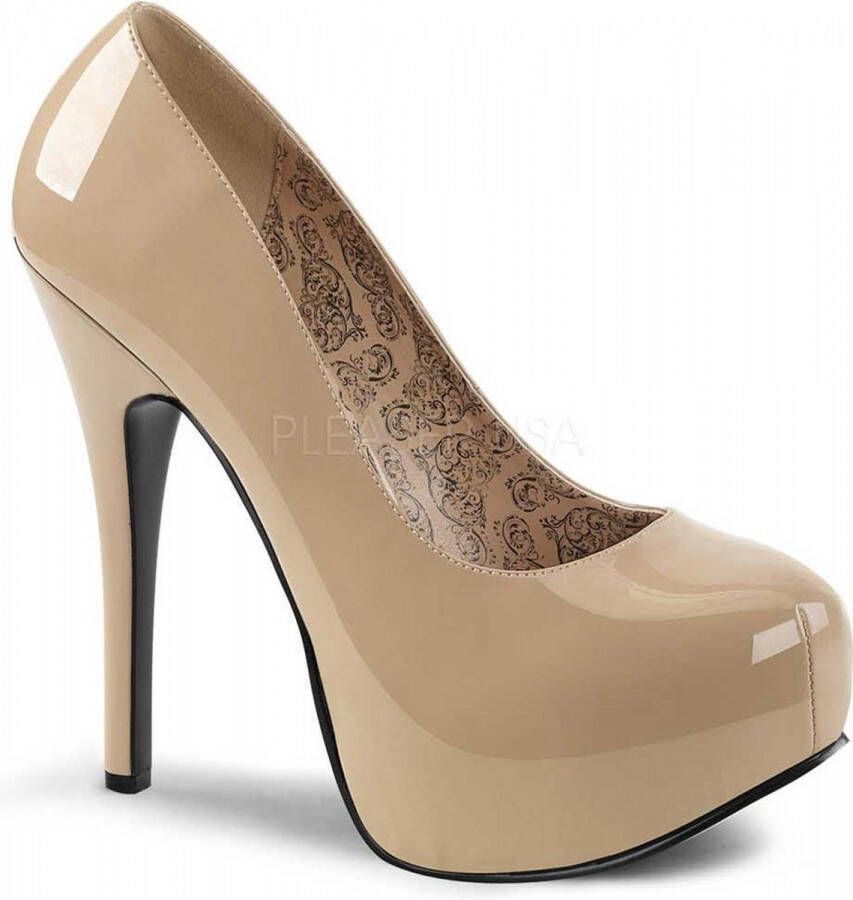 Pleaser Pink Label Teeze 06W patent nude pump met plateau creme 5 = )