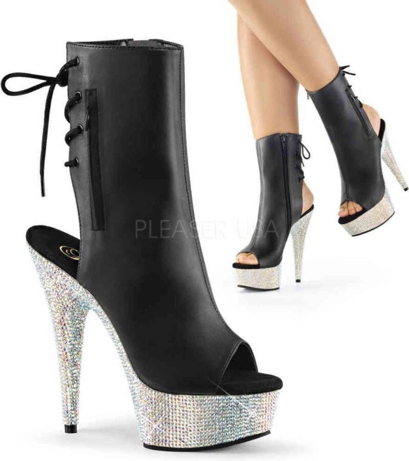 pleaser Plateau Laarzen 41 Shoes BEJEWELED 1018DM 6 Zwart