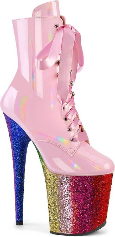 Pleaser Plateau Laarzen Paaldans schoenen 35 Shoes FLAMINGO 1020HG Roze Regenboog