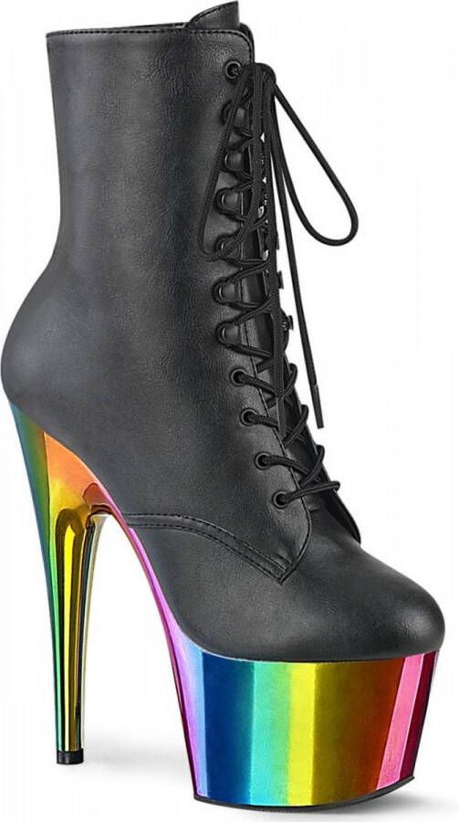 Pleaser Plateau Laarzen Paaldans schoenen 36 Shoes ADORE 1020RC Zwart Regenboog