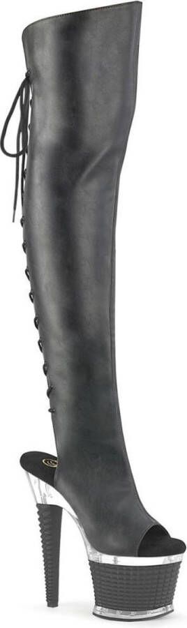 Pleaser Plateau Overknee Laarzen 37 Shoes SPECTATOR 3019 Zwart Transparant