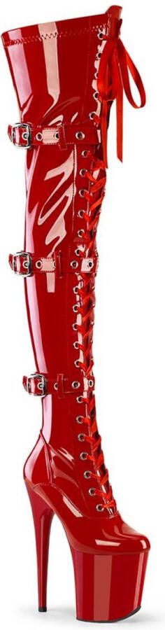 Pleaser FLAMINGO-3028 Plateau Overknee Laarzen 38 Shoes Rood