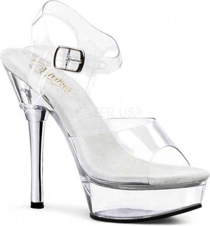 Pleaser Sandaal met enkelband 36 Shoes ALLURE 608 Transparant Zilverkleurig