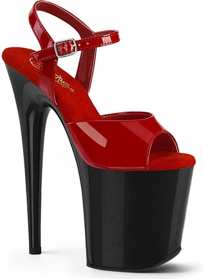 Pleaser Sandaal met enkelband Paaldans schoenen 36 Shoes FLAMINGO 809 Rood Zwart