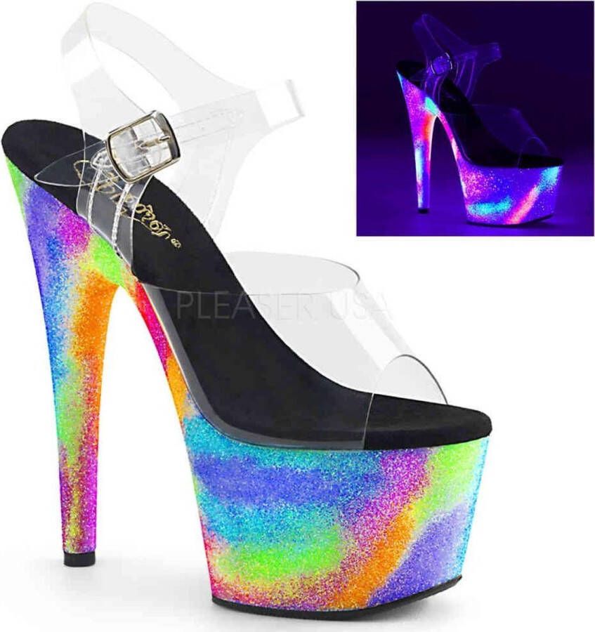 pleaser Sandaal met enkelband Paaldans schoenen 37 Shoes ADORE 708GXY Paaldans schoenen Multicolours Transparant