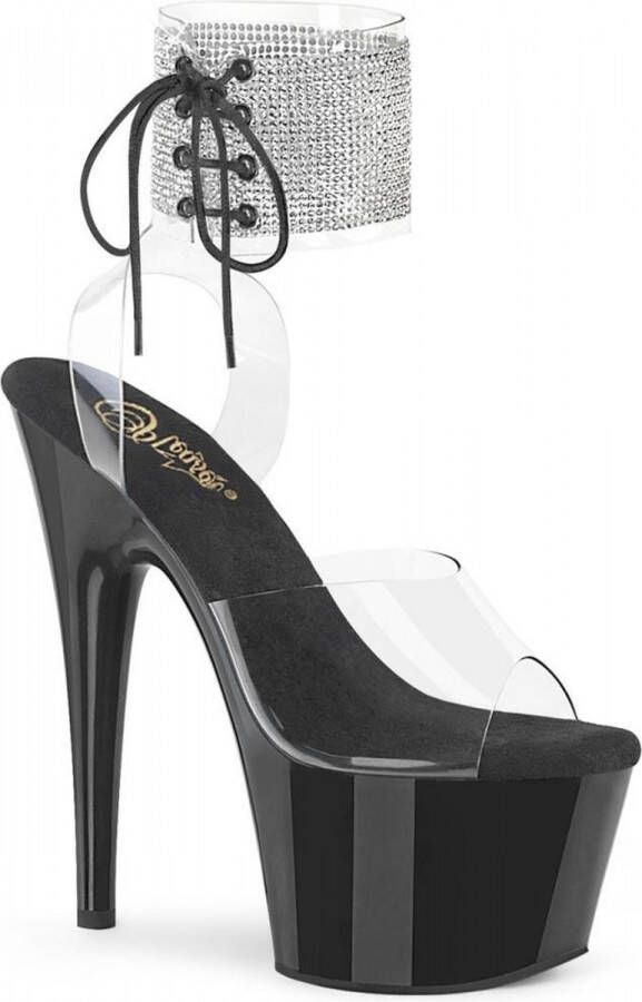 Pleaser Sandaal met enkelband Paaldans schoenen 38 Shoes ADORE 791 2RS Paaldans schoenen Zilverkleurig Zwart