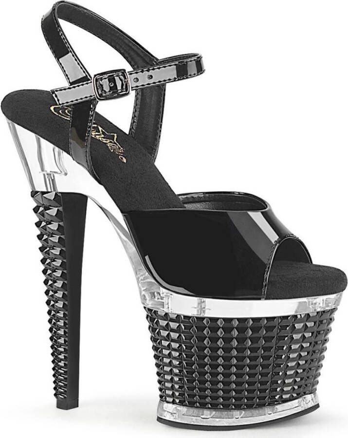 Pleaser Sandaal met enkelband Paaldans schoenen 38 Shoes SPECTATOR 709 Zwart Transparant