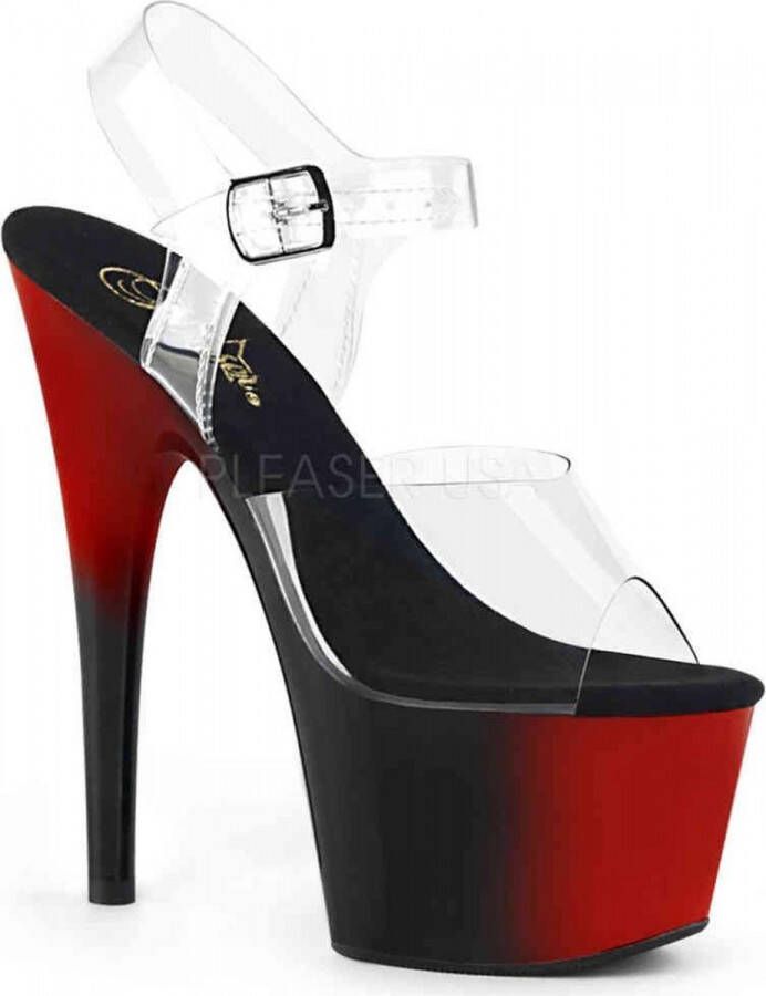 Pleaser Sandaal met enkelband Paaldans schoenen 39 Shoes ADORE 708BR Paaldans schoenen Zwart Rood