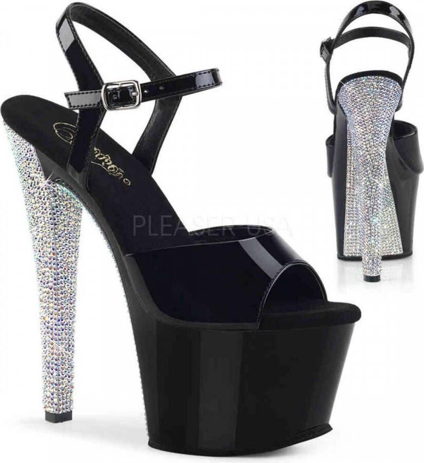 Pleaser Sandaal met enkelband Paaldans schoenen 39 Shoes SKY 309CHRS Paaldans schoenen Zwart Zilverkleurig