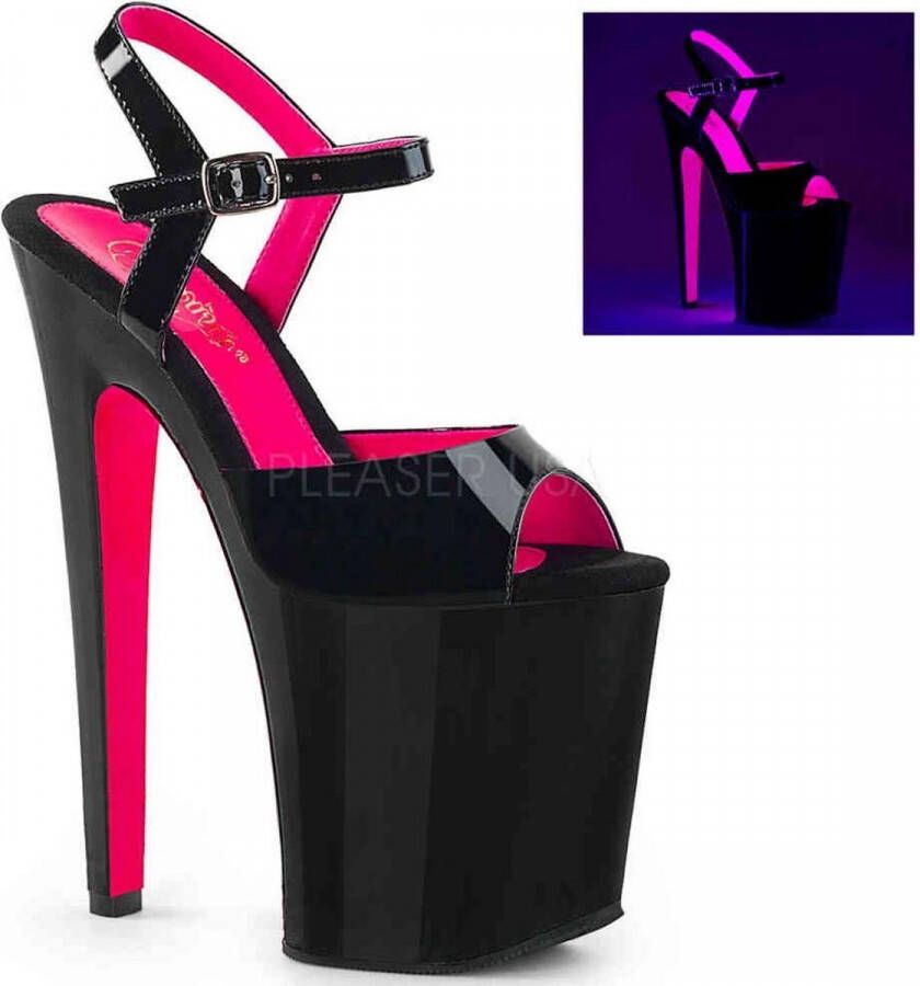 pleaser Sandaal met enkelband Paaldans schoenen 39 Shoes XTREME 809TT Paaldans schoenen Zwart Roze