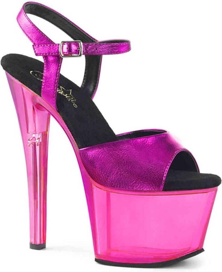 Pleaser Sandaal met enkelband Paaldans schoenen 35 Shoes SKY 308WHG Paaldans schoenen Roze Transparant - Foto 1
