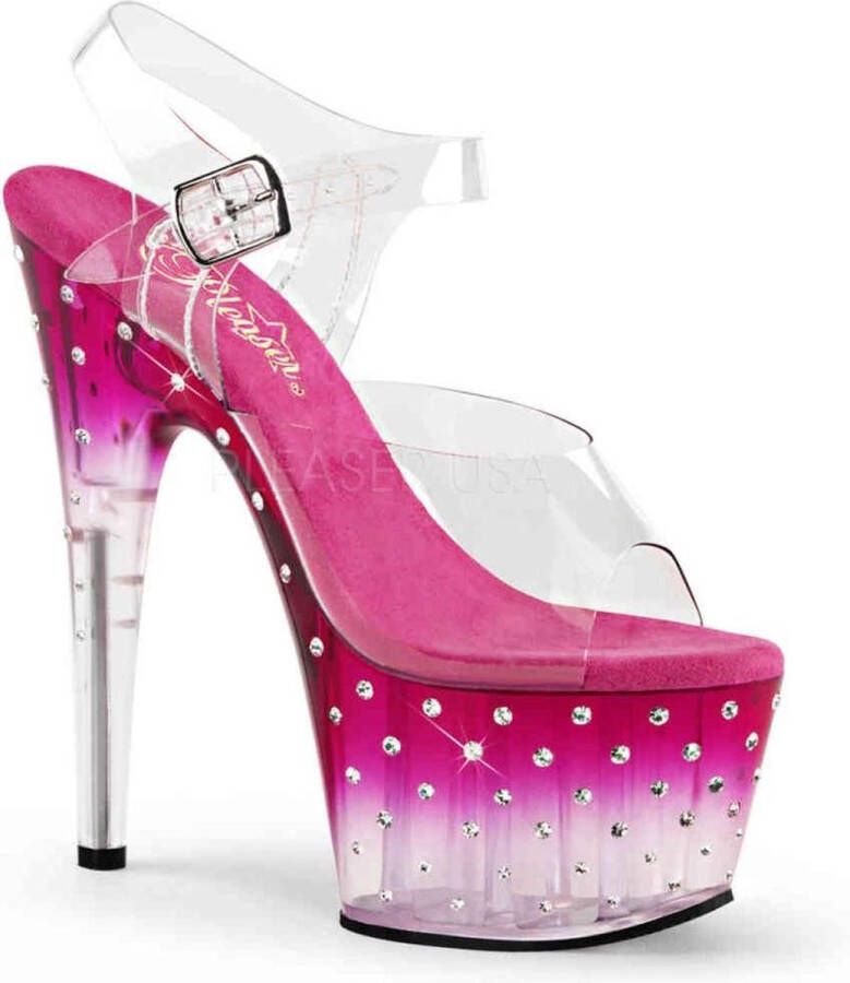 Pleaser Sandaal met enkelband Paaldans schoenen 36 Shoes STARDUST 708T Paaldans schoenen Roze Transparant - Foto 1