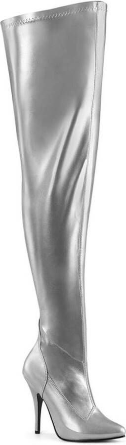 Pleaser SEDUCE-3000WC Plateau overknee Laarzen 39 Shoes Zilverkleurig