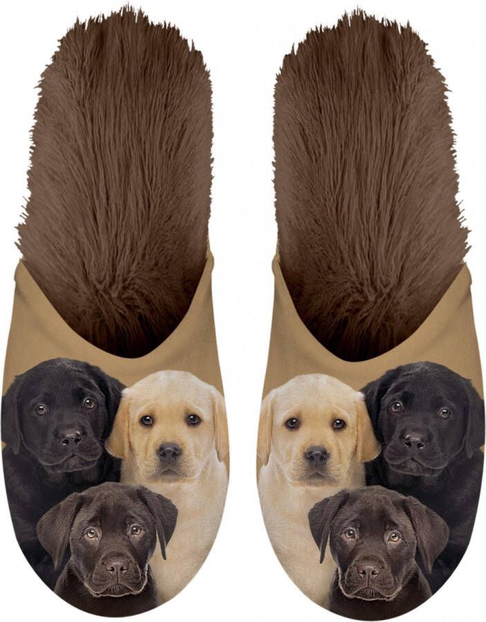 Plenty Gifts Pantoffels Labradors Pluche textiel Beige