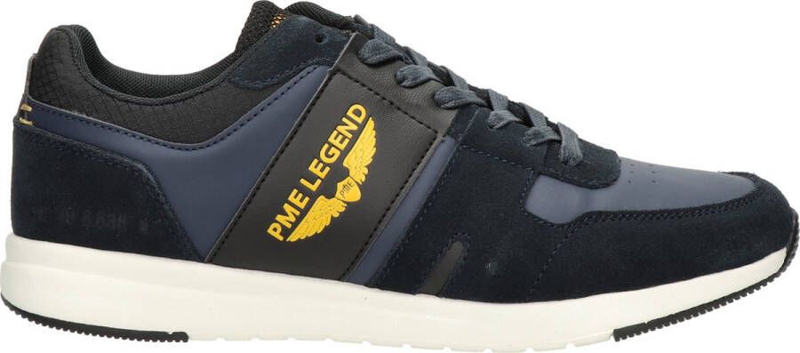 PME Legend Diepblauwe Suède Sneaker met Okerkleurige Accenten Blauw Heren