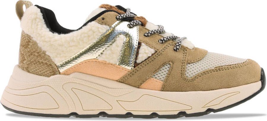 PS Poelman chunky sneakers taupe Bruin Meisjes Imitatieleer Meerkleurig 39 - Foto 10