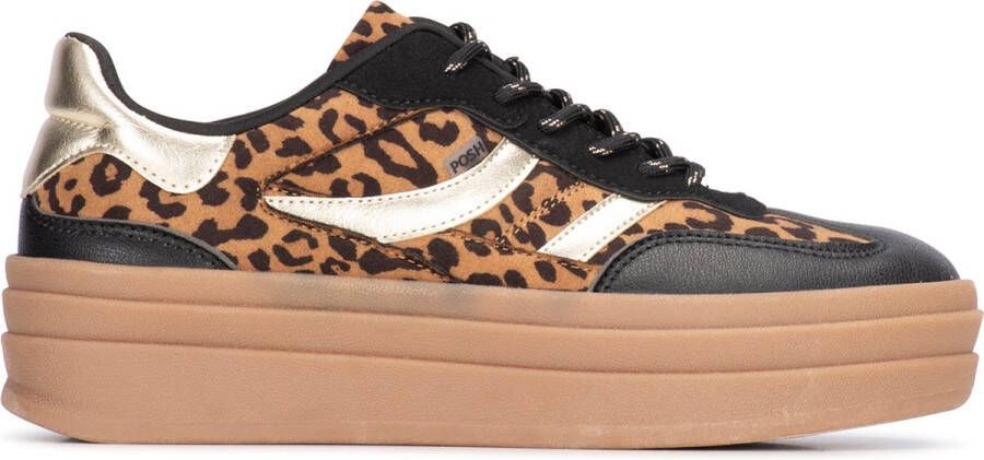 POSH by Poelman BODIE Dames Sneaker Zwart met dierenprint