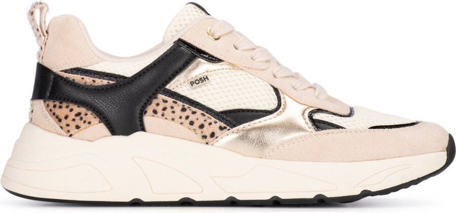 POSH by Poelman CARO Dames Sneaker Beige met combinatie