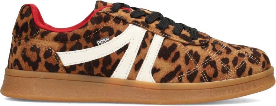 POSH by Poelman KAIA Dames Sneakers Bruin Met Dierenprint