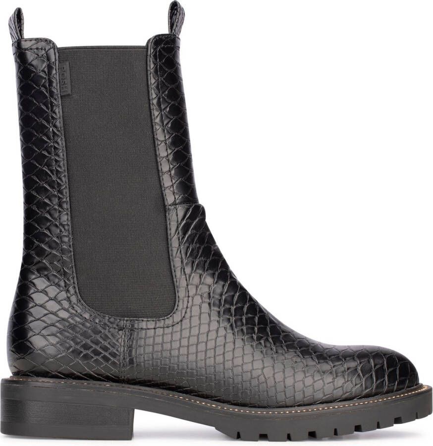 POSH by Poelman Lea chelsea boots met slangenprint zwart