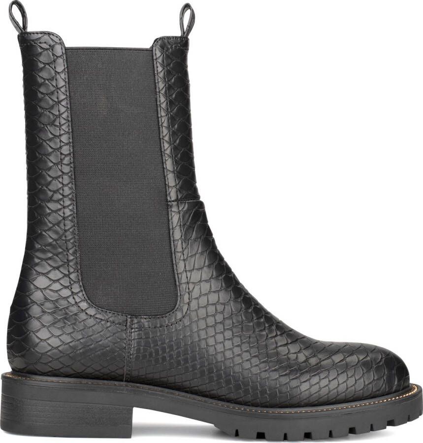 POSH by Poelman Lea chelsea boots met slangenprint zwart