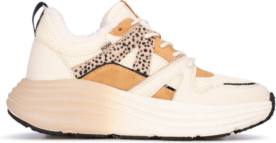 POSH by Poelman WAVY Dames Sneaker Beige met combinatie