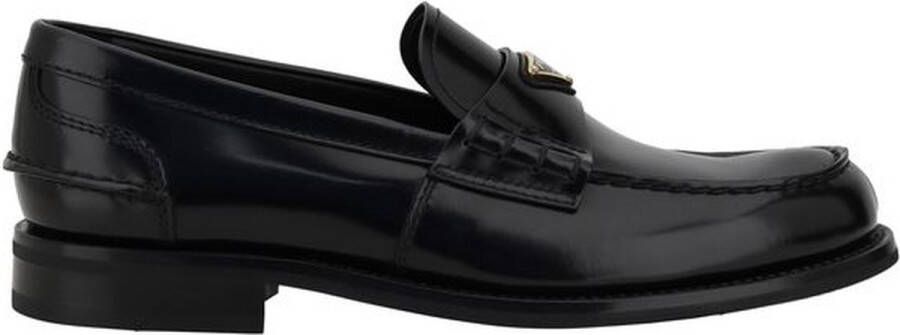 Prada Elegante Leren Loafers Monelli Stijl Black Heren