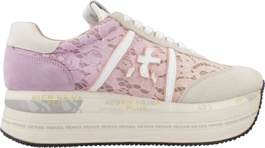 Premiata Gaatjesvetersneakers met platformszool Pink Dames