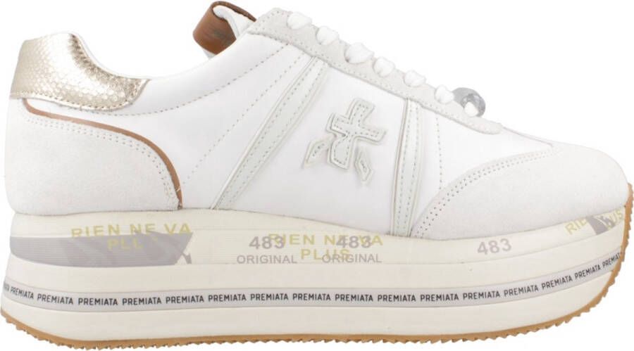 Premiata Witte platte schoenen met inzetontwerp White Dames